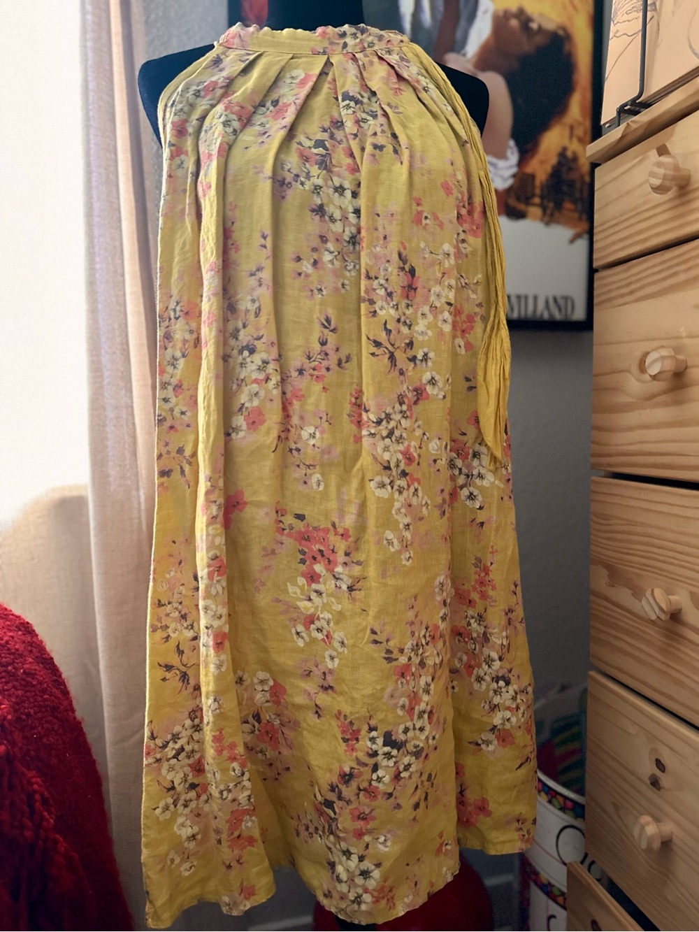 Bellambra Yellow Floral Halter Dress - Small Made in Italy